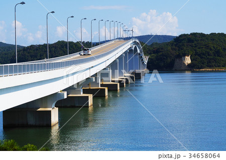 石川県 能登半島観光名所 能登島大橋の写真素材