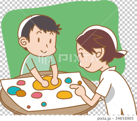 粘土遊びをする親子 粘土遊びをする親子 34658905