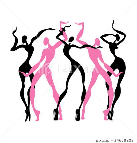 Beautiful women. Dancing silhouettes. 34659805