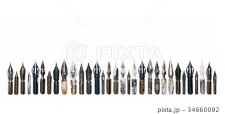 Collection of vintage nibs isolated on white Collection of vintage nibs isolated on white 34660092