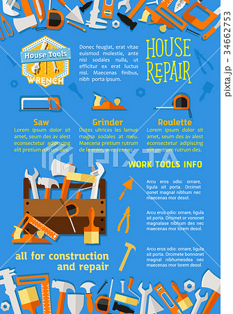 Vector poster of house repair work tools 34662753