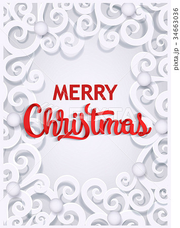 Merry Christmas paper cut greeting card template Merry Christmas paper cut greeting card template 34663036