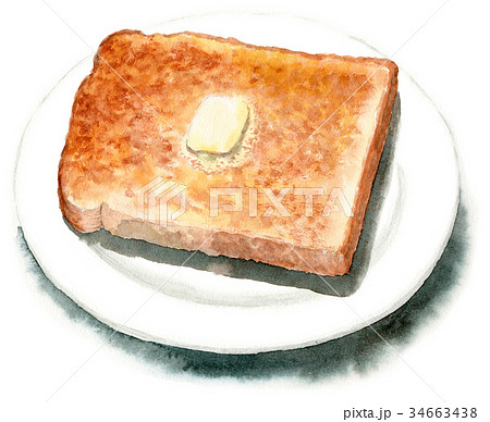 水彩で描いた山形食パントースト 34663438