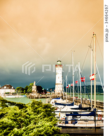 Port of Lindau by lake constance 34664267