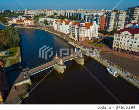 Aerial view of fish village district in 34665294