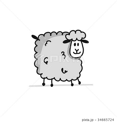 Funny sheep, sketch for your design 34665724