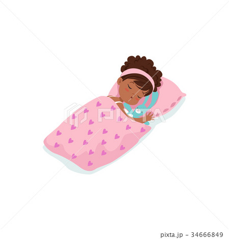 Adorable african little girl sleeping on her bed Adorable african little girl sleeping on her bed 34666849