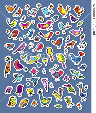 Birds, sticker set for your design 34666929
