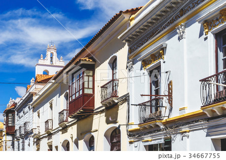 Street of colonial Buildings of Sucre 34667755