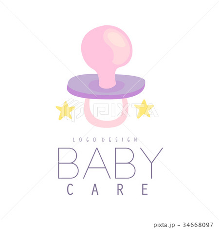 Baby care logo design, emblem with baby pacifier 34668097