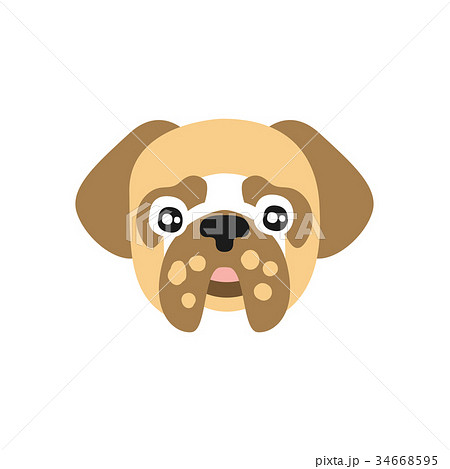 Cute pug dog head, funny cartoon animal character 34668595