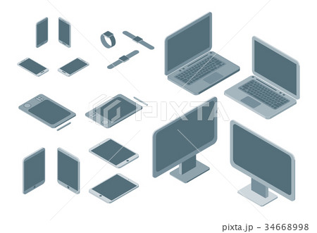 Technology Devices Set Isometric View. Vector Technology Devices Set Isometric View. Vector 34668998