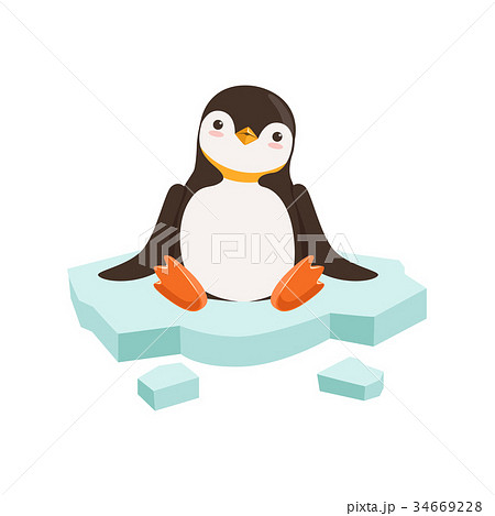 vector Cute Funny Penguin Character Is Sitting On vector Cute Funny Penguin Character Is Sitting On 34669228
