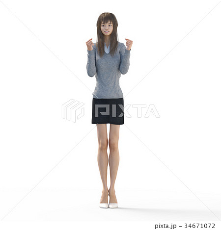 ポーズする綺麗な脚の女性　perming3DCGイラスト素材 34671072