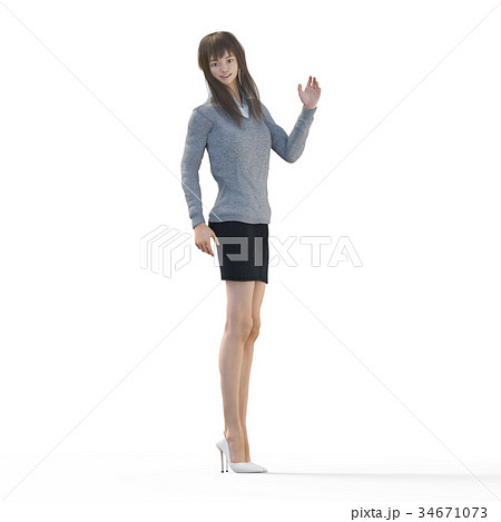 ポーズする綺麗な脚の女性　perming3DCGイラスト素材 34671073