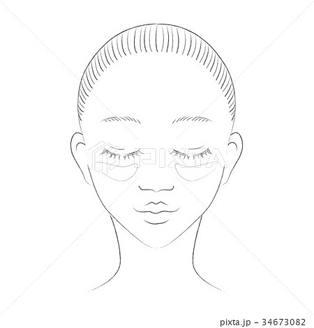 アイパックをしている若い女性の線画イラストのイラスト素材 アイパックをしている若い女性の線画イラストのイラスト素材