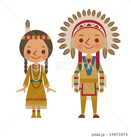 インディアン アメリカ 民族 ネイティブ 男女 アメリカンのイラスト素材 34673973 Pixta