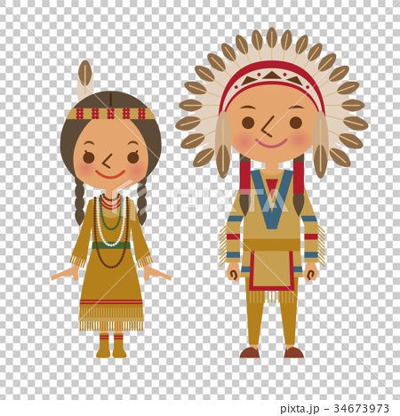 インディアン アメリカ 民族 ネイティブ 男女 アメリカンのイラスト素材 34673973 Pixta