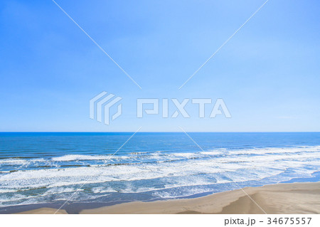 山武市井之内海水浴場付近の海を空撮 34675557