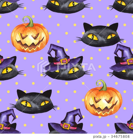 Halloween watercolor seamless pattern 9 34675808
