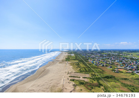 山武市井之内海水浴場付近を空撮 山武市井之内海水浴場付近を空撮 34676193