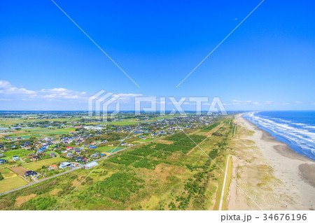 山武市井之内海水浴場付近を空撮 34676196