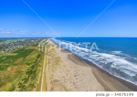 山武市井之内海水浴場付近を空撮 山武市井之内海水浴場付近を空撮 34676199