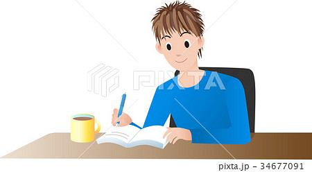 勉強する少年 勉強する少年 34677091