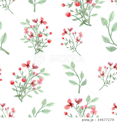 Flowers and leaves pattern Flowers and leaves pattern 34677279