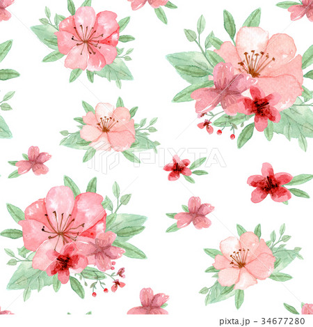 Flowers and leaves pattern Flowers and leaves pattern 34677280