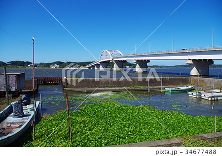 茨城県 鹿行大橋とボート 茨城県 鹿行大橋とボート 34677488