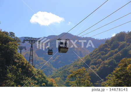谷川土合口駅付近から見た谷川岳ロープウェイ 谷川土合口駅付近から見た谷川岳ロープウェイ 34678143