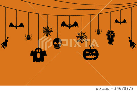 Various hanging Halloween ornaments 34678378