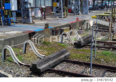 鉄道の車止めの写真素材