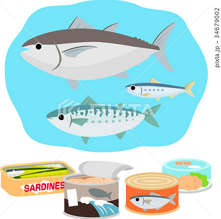 魚を使った食品の缶詰のイラスト素材