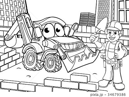 Construction Building Site Scene Coloring 34679386