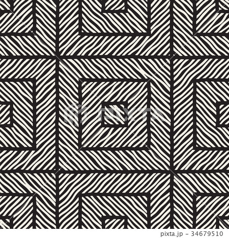 Vector seamless hand drawn pattern. Zigzag and 34679510