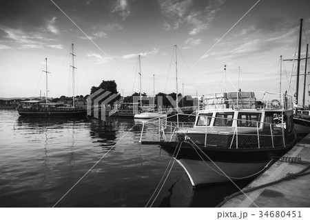 Old boats stand moored in port of Neseba Old boats stand moored in port of Neseba 34680451