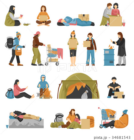 Homeless People Setのイラスト素材