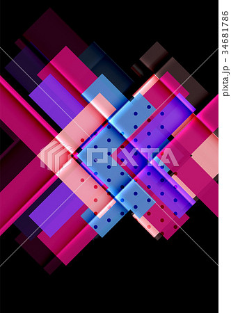 Colorful triangles and arrows on dark background 34681786