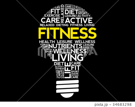Fitness bulb word cloud collage 34683298