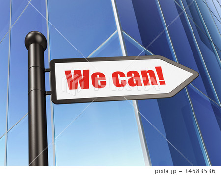 Finance concept: sign We can! on Building 34683536