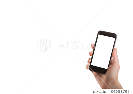 Hand girl holding a mobile phone 34683795