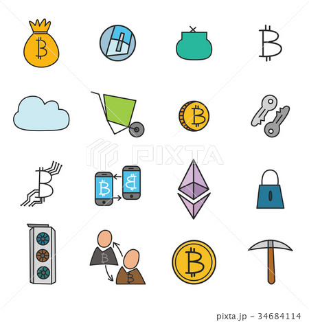 Cryptocurrency Doodle Icons Set 34684114