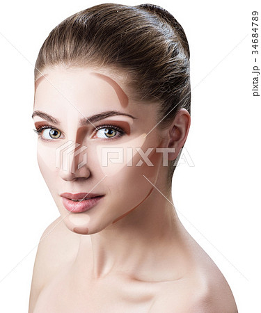 Woman with sample contouring and highlight makeup 34684789
