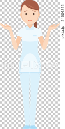 Illustration where a nurse woman in a white uniform is in trouble 34684853