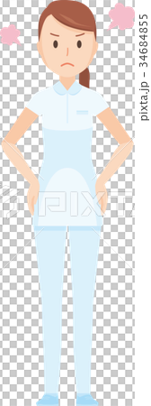 Illustration angry of a nurse woman in a white uniform Illustration angry of a nurse woman in a white uniform 34684855