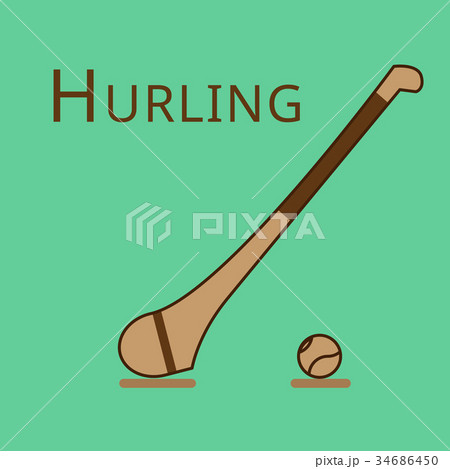 Vector hurling game. Irish hurling. Hurley and Vector hurling game. Irish hurling. Hurley and 34686450