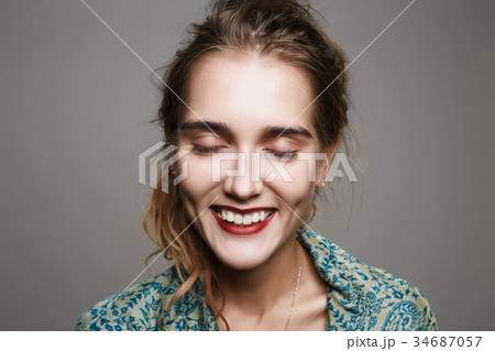 funny smiling happy girl funny smiling happy girl 34687057