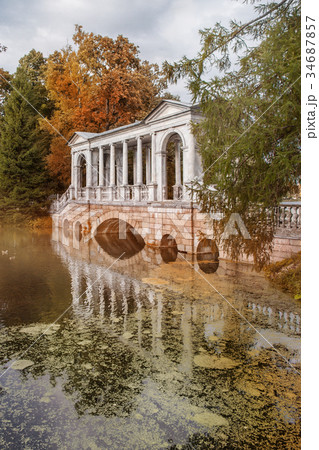 Marble bridge in Park in Petersburg, Pushkin in 34687857